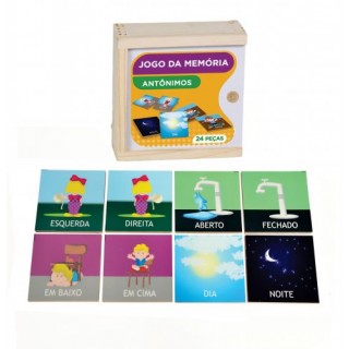 Antônimos, 24 peças, jogo da memoria,  brinquedos educativos, criativos, Mdf, 5+